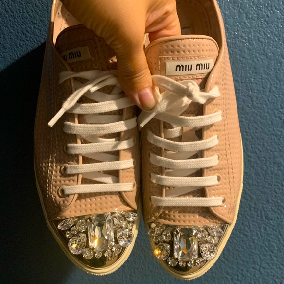 Miu Miu preowned sneakers. Nude color. Size 39. - Picture 1 of 12
